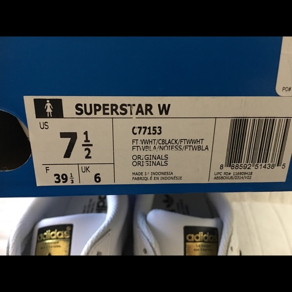 Authentic Adidas Superstar Sneakers. Size 7 1/2 - Picture 7 of 7